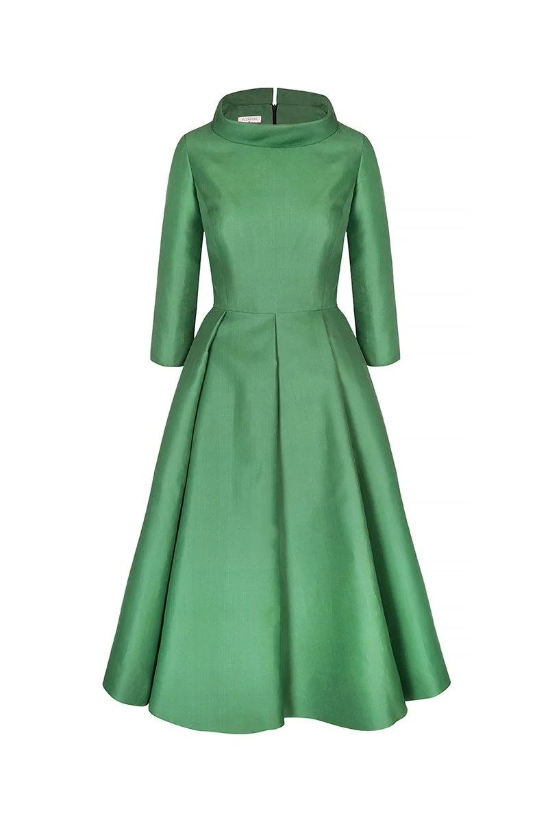 Suzannah Silk Gazar Obsession Ballerina Dress in Apple Green