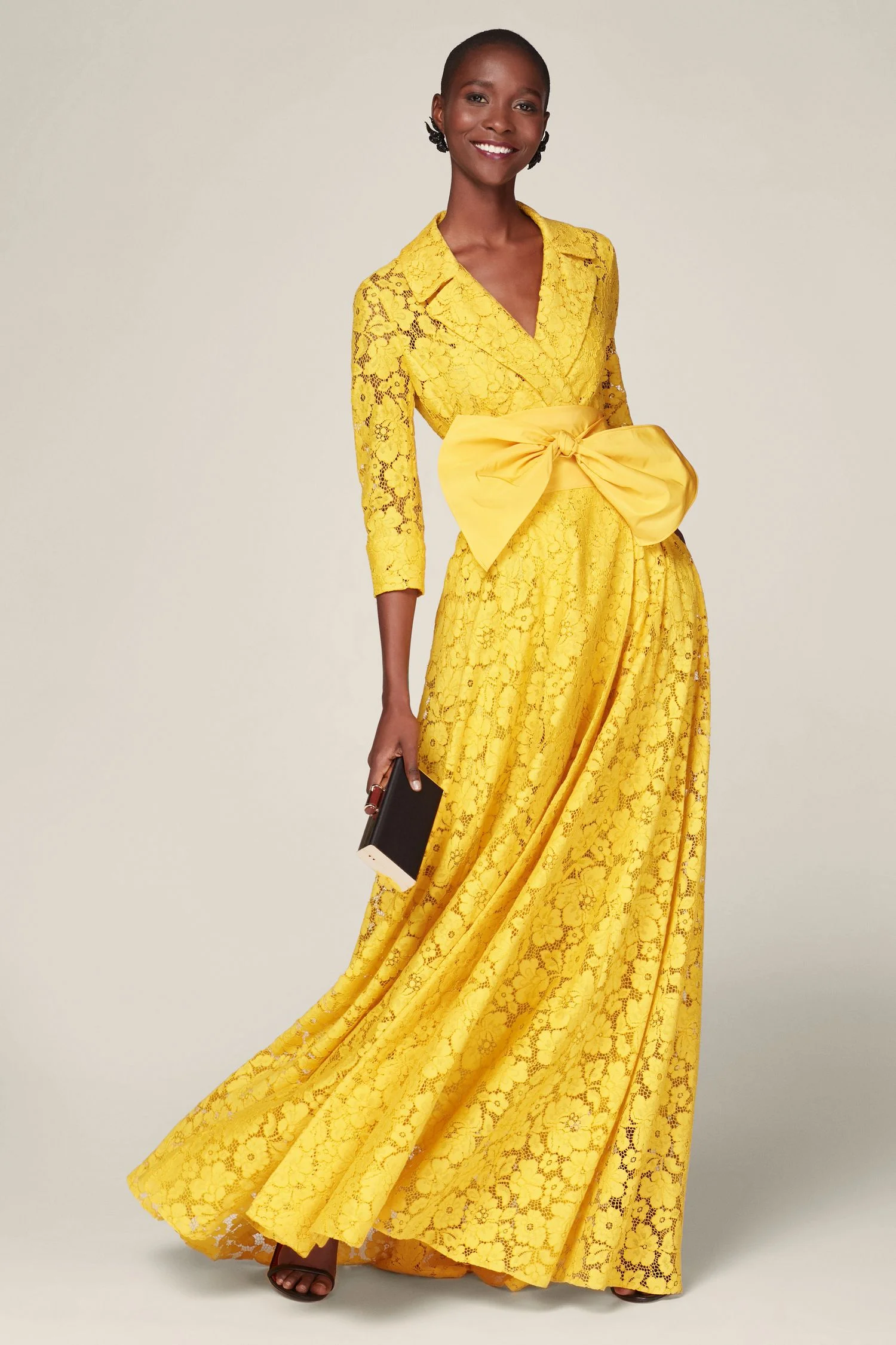 Carolina Herrera Double Breasted Lace Gown