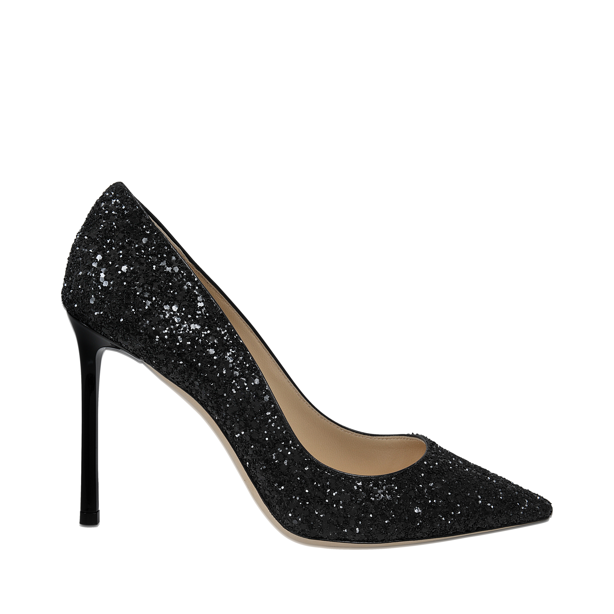 Jimmy Choo Romy Pumps in Black Glitter 