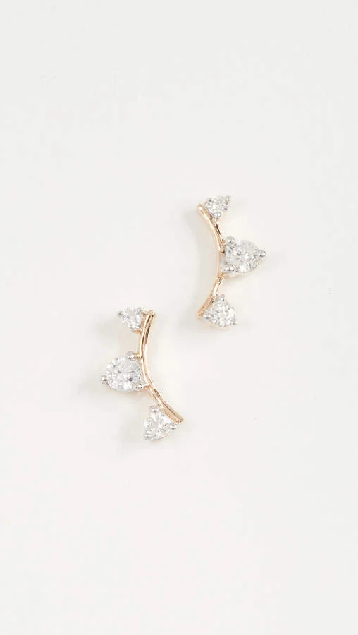 Adina Reyter Gold Three Diamond Earrings