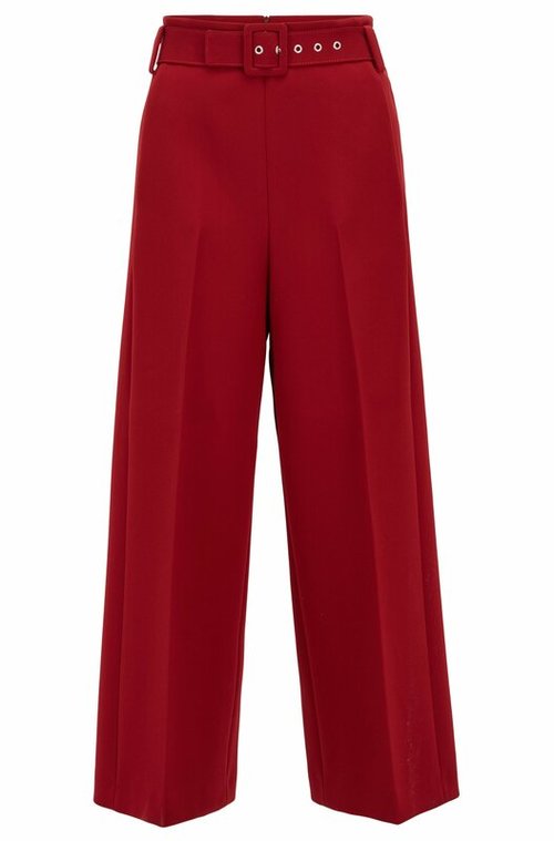 Hugo Boss Trima Wide Leg Crop Trousers in Deep Red — UFO No More