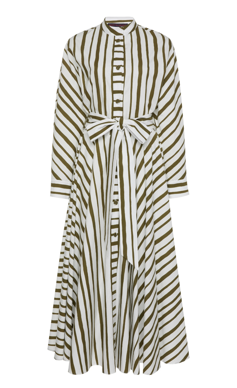 Martin Grant Green Striped Cotton Dress