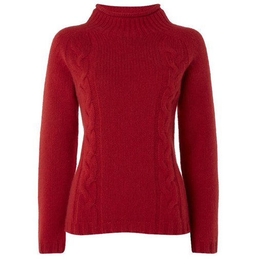 Really Wild Cashmere Cable Crew Jumper in Red — UFO No More