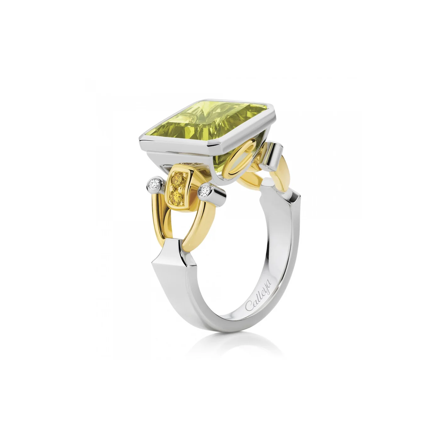 Calleija Elegante Lemon Quartz and Fancy Intense Yellow Diamond Ring