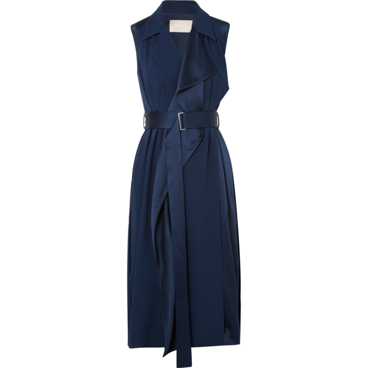 Jason Wu Belted Satin Wrap Dress in Navy — UFO No More