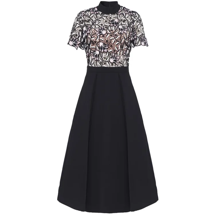 Self-Portrait Lace Panel Midi Shirt Dress in Blue  UFO No More