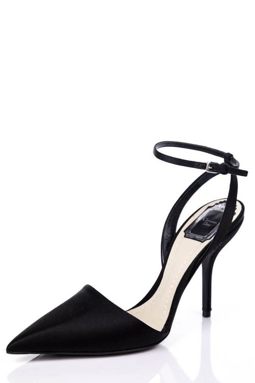 Dior Black Satin Ankle Strap Pumps — UFO No More