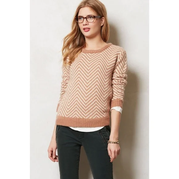 Ganni Chevron Pullover in Brown