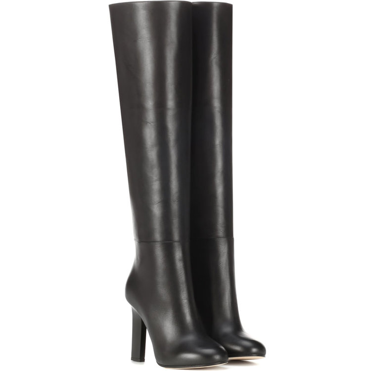 Victoria Beckham Knee-High Heel Boots in Black Leather — UFO No More