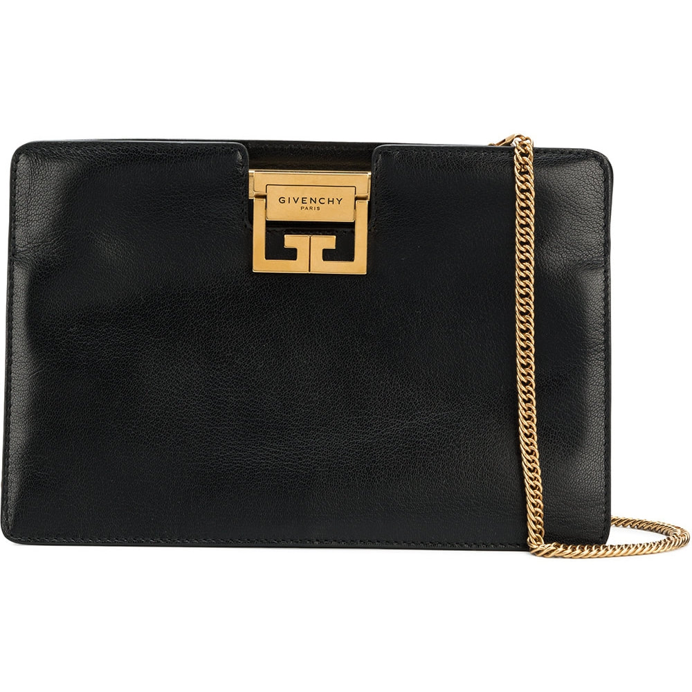 givenchy black satin clutch with jewelry clasp