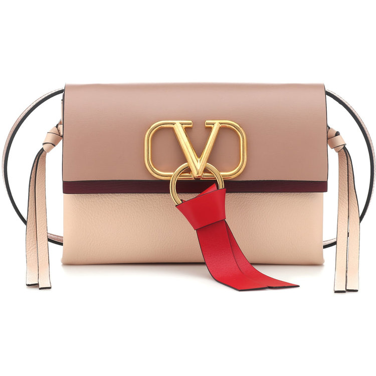 Valentino Grained Leather V-Ring Small Crossbody Bag, Valentino Handbags