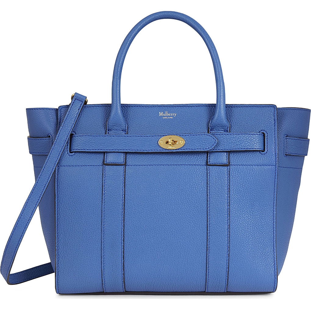 Mulberry Small Zipped Bayswater Leather Bag in Porcelain Blue — UFO No More