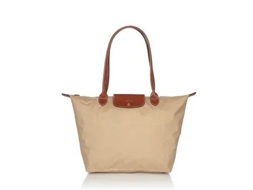 Longchamp Le Pliage Large Nylon Shoulder Tote in Beige
