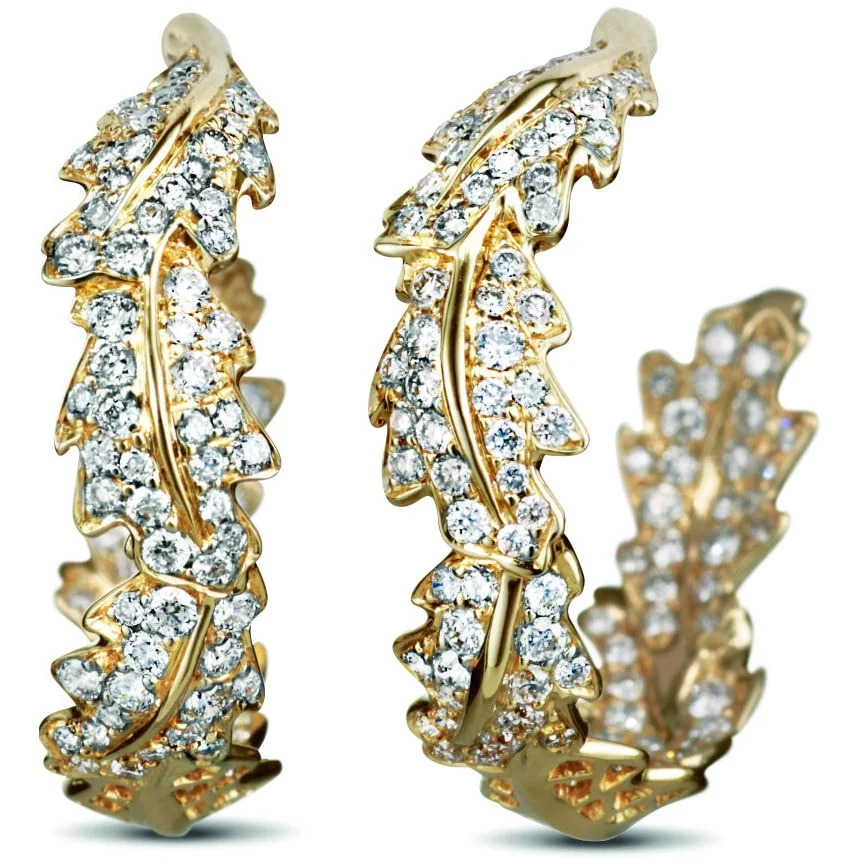 Asprey London Oak Leaf Small Hoop Earrings
