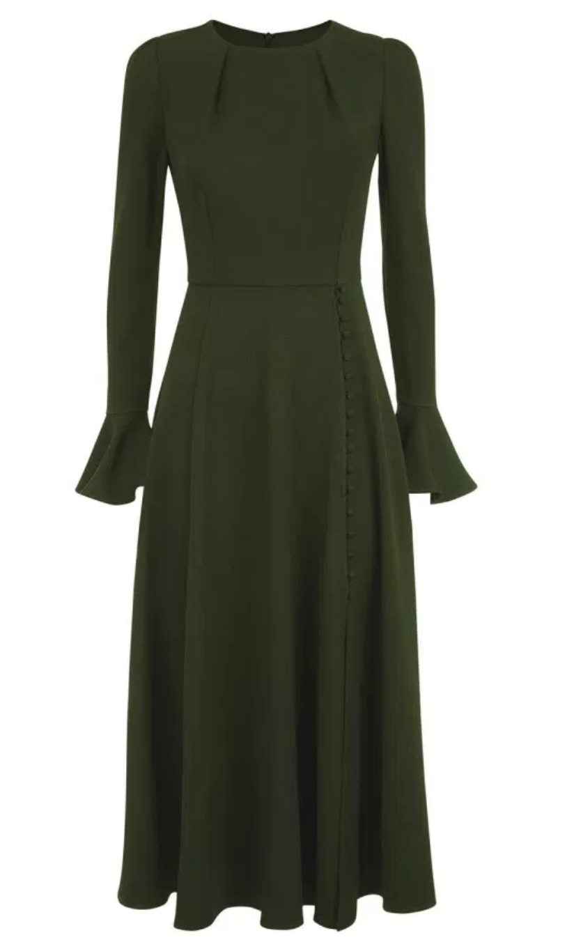 Beulah London Yahvi Midi Dress in Olive — UFO No More