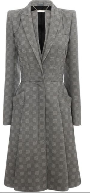 Alexander McQueen Grey Checkered Coatdress