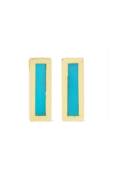 Jennifer Meyer 18K Gold Turquoise Bar Earrings