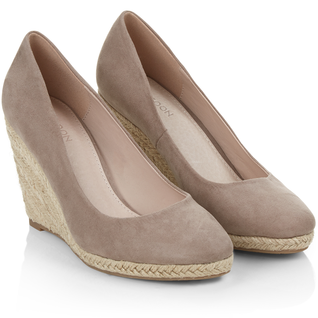 Monsoon Fleur Espadrille Wedges in Taupe Suede