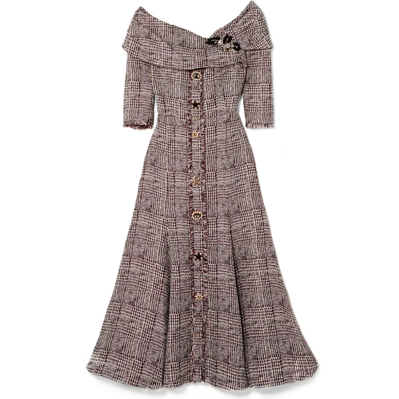 ワンピース Gucci TWEED DRESS Gucci Embellished Tweed Dress