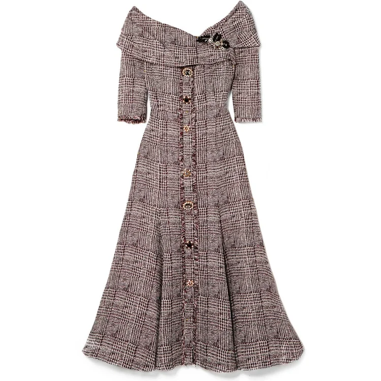 gucci grosgrain trimmed cotton blend tweed mini dress Gucci Grosgrain-Trimmed Tweed Mini Dress - Kate Middleton Dresses