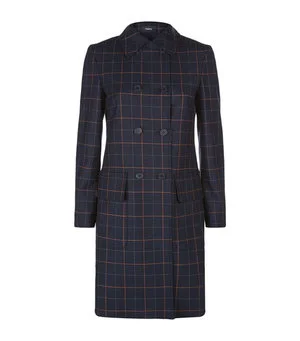 Theory Alba Tile-Check Double-Breasted Coat