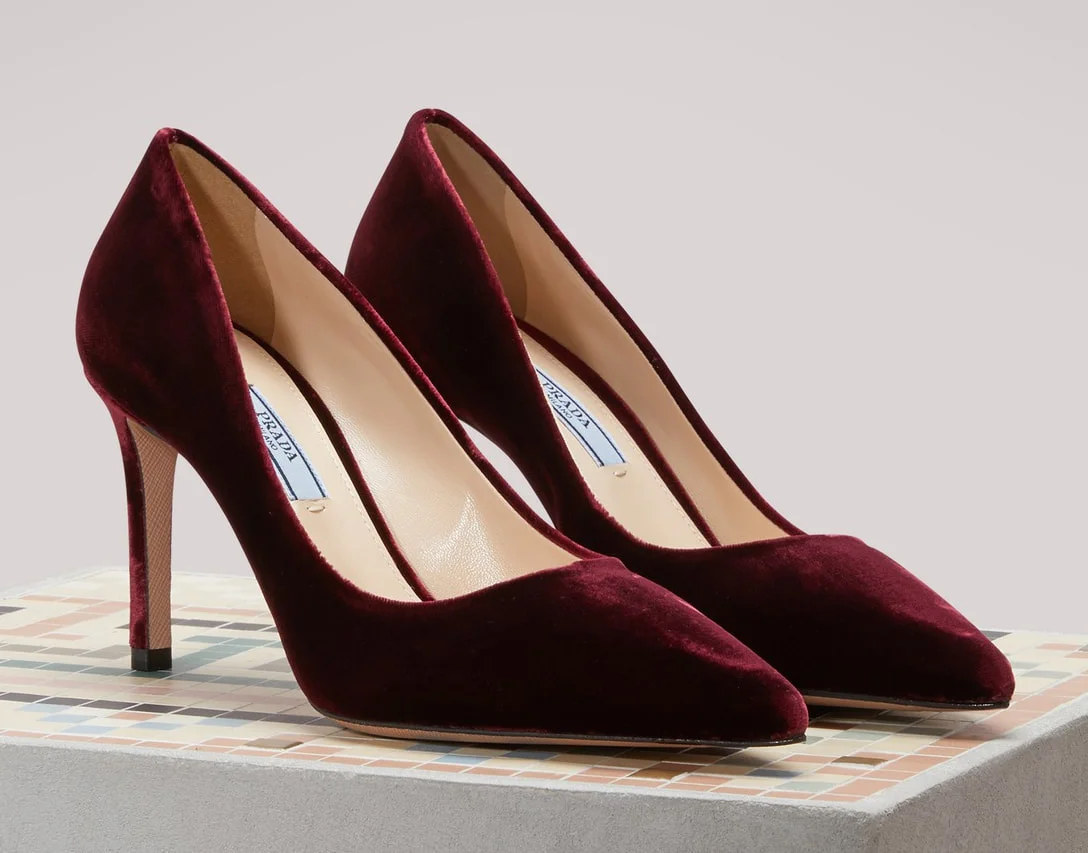 velvet heels burgundy