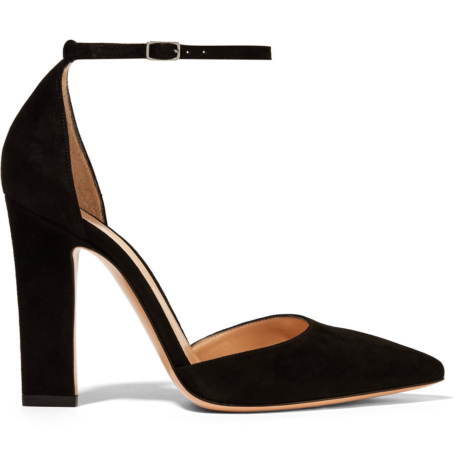 Gianvito Rossi Ankle Strap d'Orsay Pumps in Black Suede — UFO No More