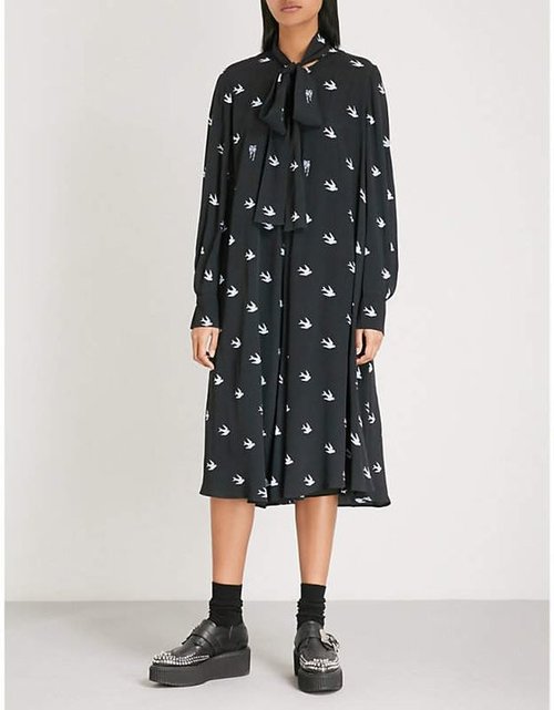 McQ Alexander McQueen Bird Print Woven Dress UFO No More