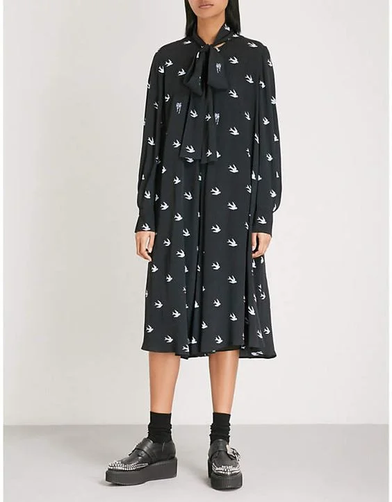 McQ Alexander McQueen Bird-Print Woven Dress