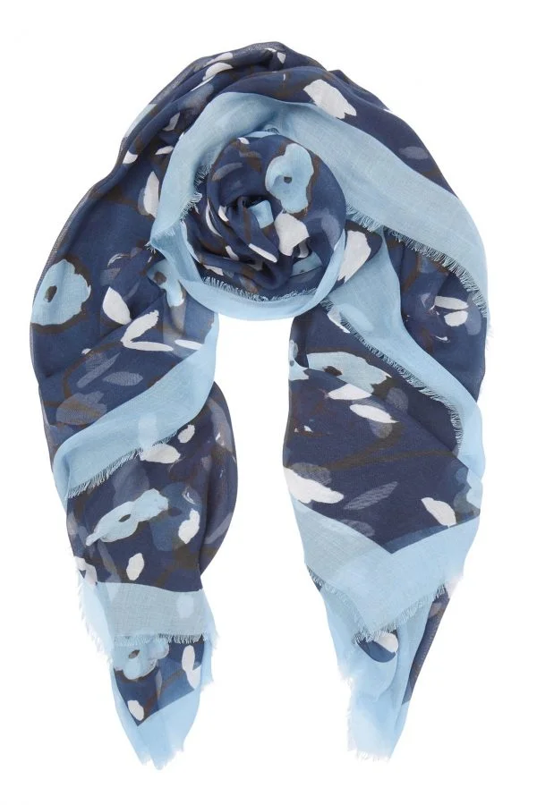 Beulah London Elena Scarf in Navy Henri Print
