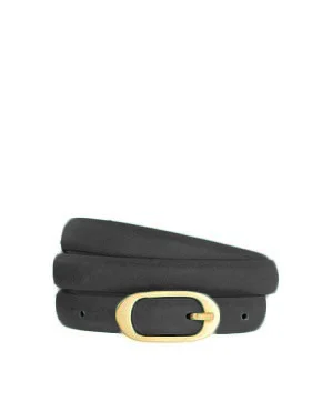 Oasis Oval Buckle Skinny Belt in Navy