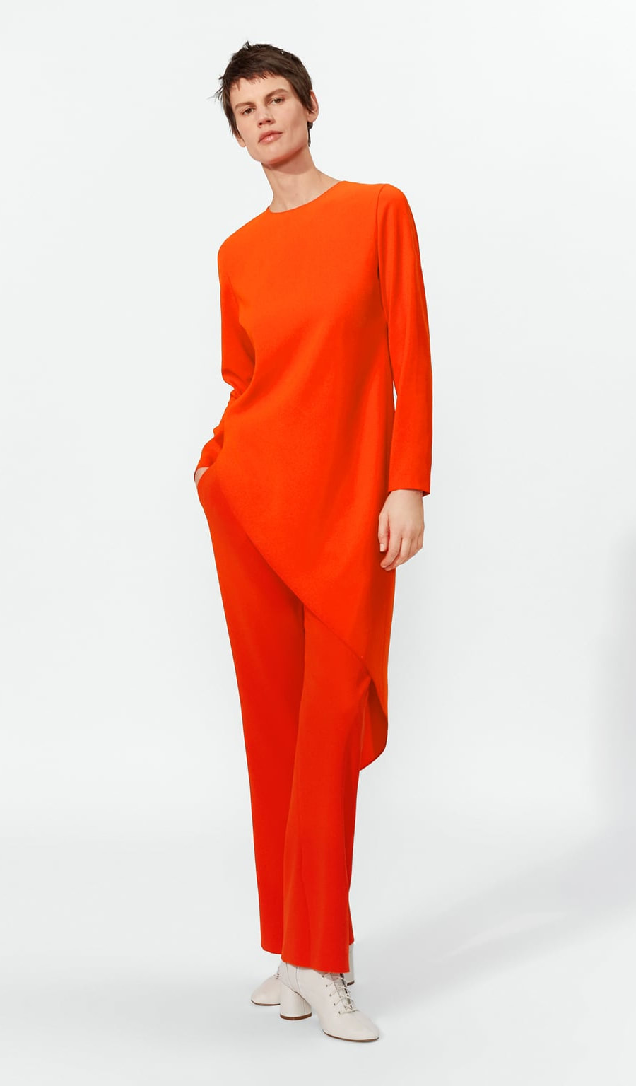 Zara Long Asymmetric Top in Orange 