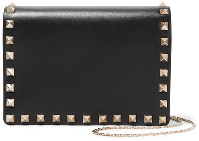 Valentino Rockstud Small Clutch Bag in Black Smooth Leather — UFO No More