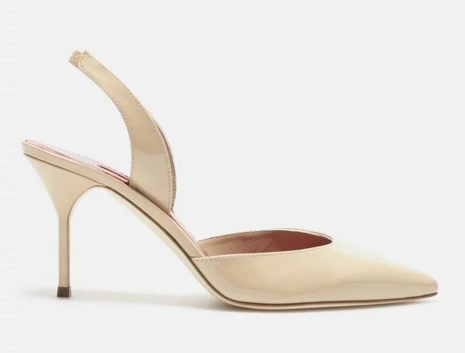 Carolina Herrera Slingback Pumps in Nude Patent Leather