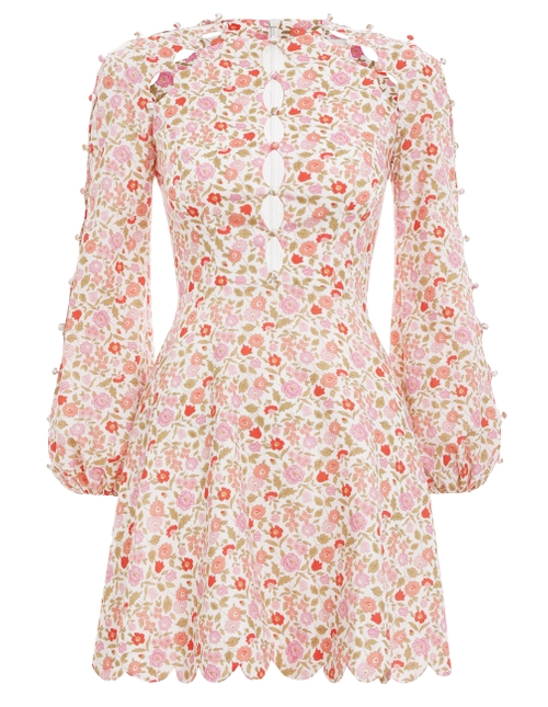 Zimmermann Jude Scalloped Cut-Out Dress in Peach Gradient Floral UFO No More Zimmermann Jude Scalloped Cut-Out Dress in Peach Gradient Floral UFO No More