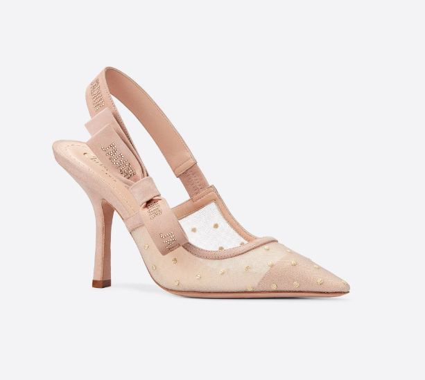 Christian Dior J'Adior Dotted Swiss Slingback Pumps in Pink