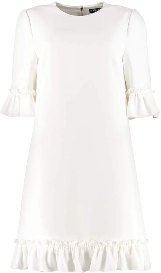 Dolce & Gabbana Ruffled Cady Mini Dress in White