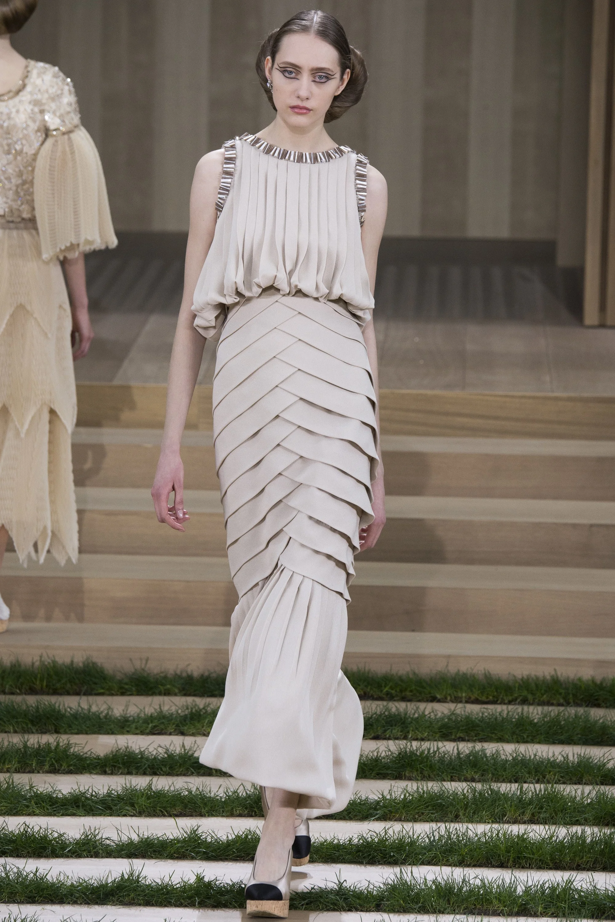Chanel Couture Pleated Gown
