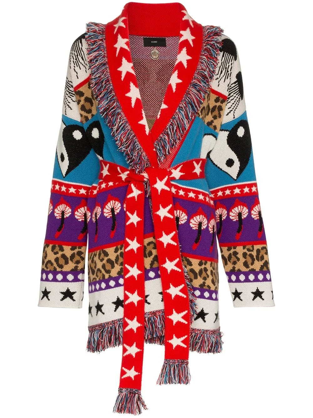 Alanui Psychedelic Mushrooms Oversized Lurex Jacquard Cardigan