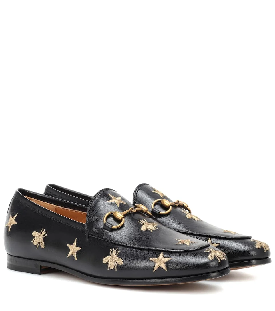 Gucci Jordaan Loafers with Star and Bee Embroidery