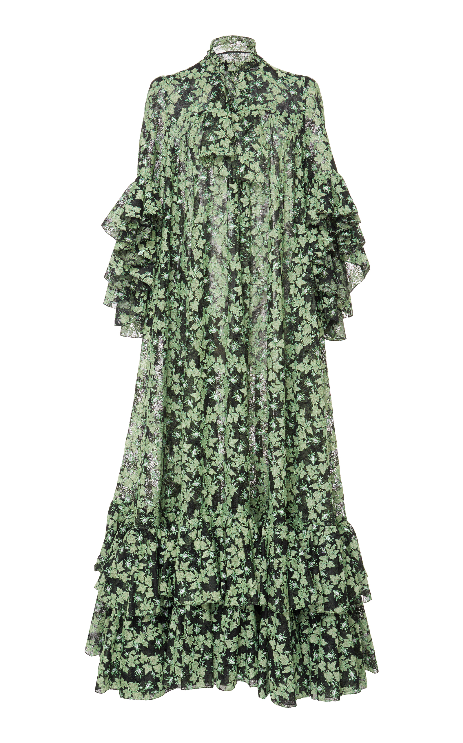 Giambattista Valli Long Embroidered Ruffle Dress with Neck Tie.jpg