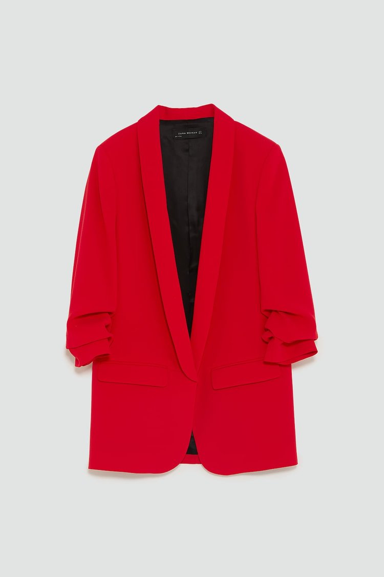 Zara Crepe Blazer in Red — UFO No More