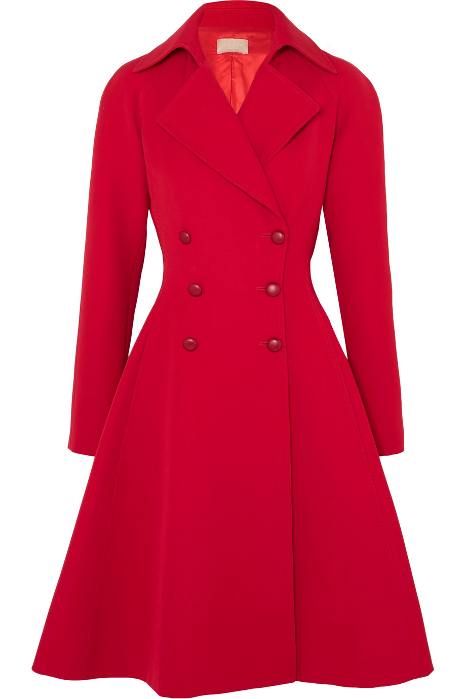 Alaïa Double-Breasted Wool-Gabardine Coat in Red.jpg