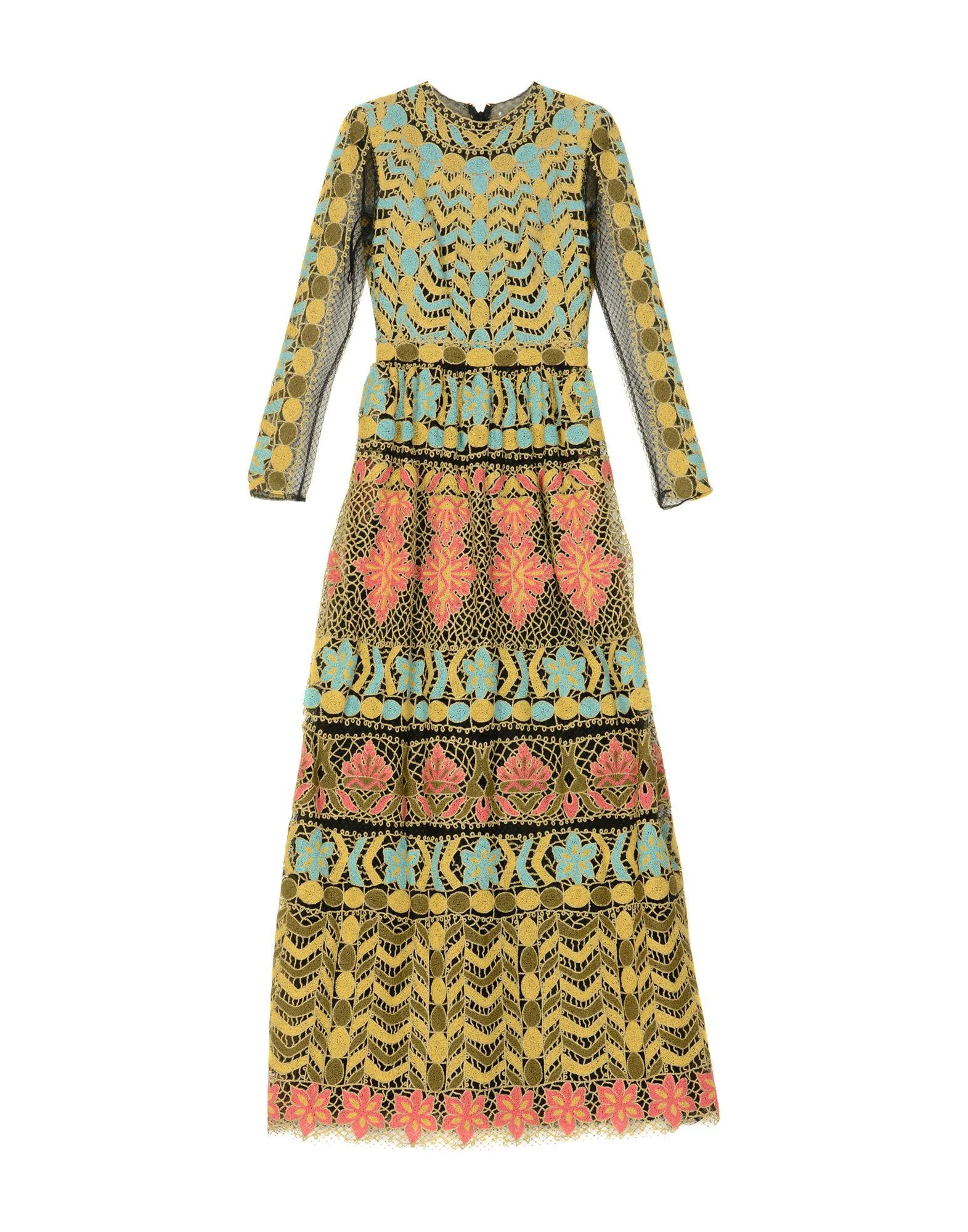 Valentino Long Embroidered Macramé Lace Dress