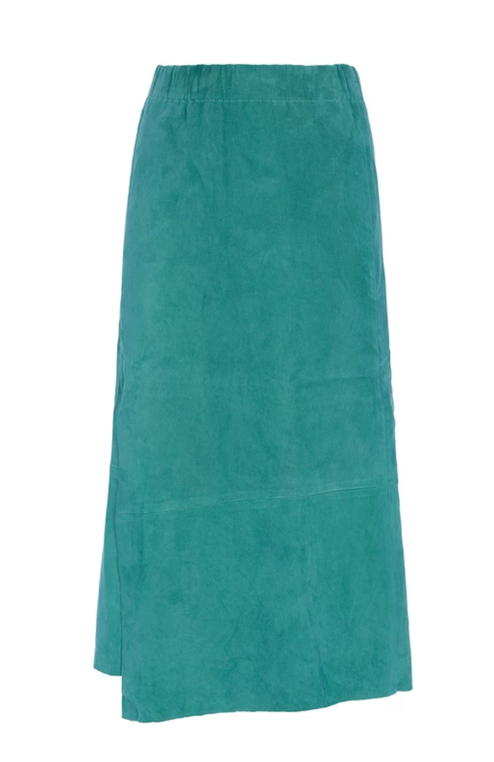 Mon & Pau Elena Skirt in Turquoise Suede