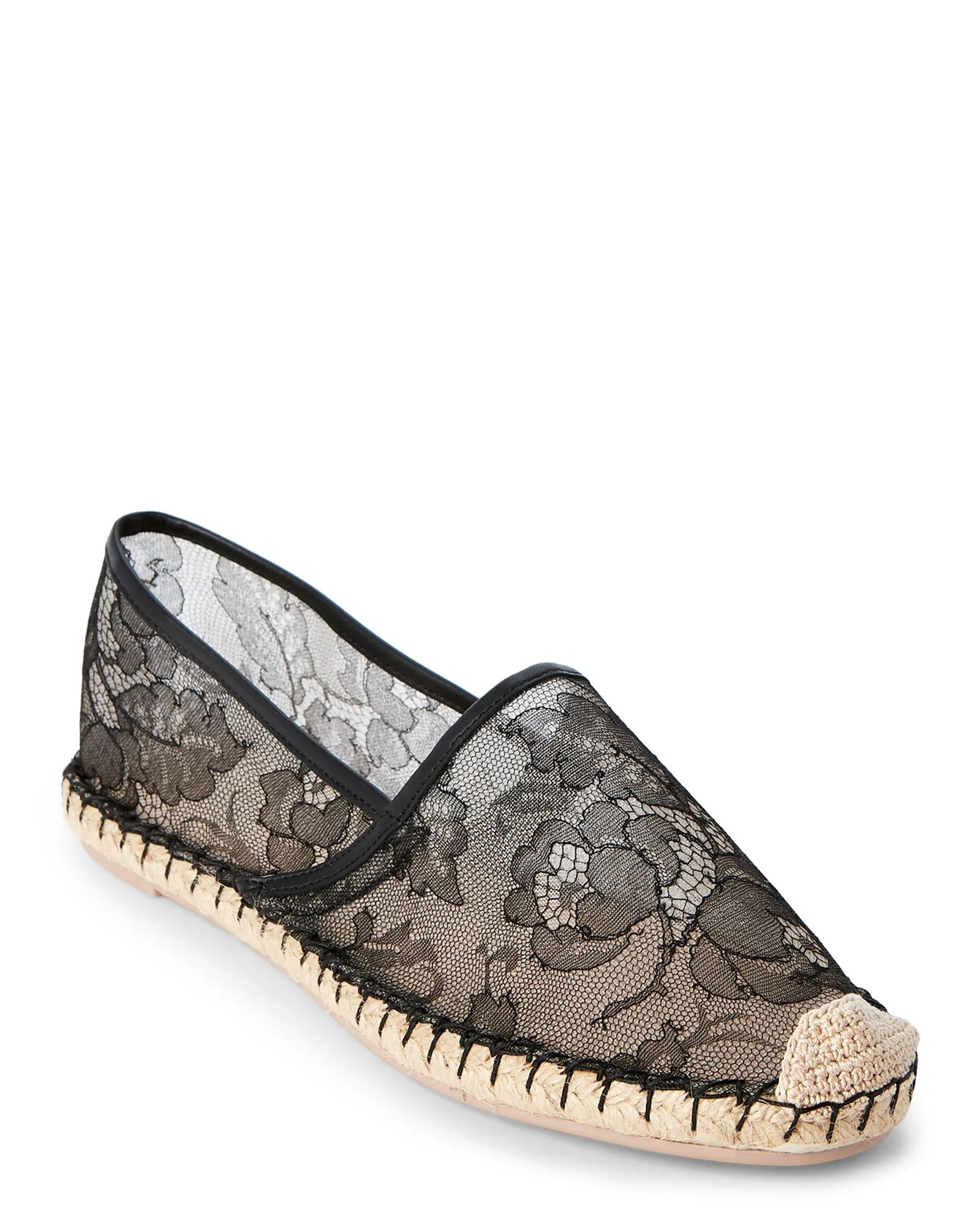 Valentino Chantilly Lace Espadrilles in Black