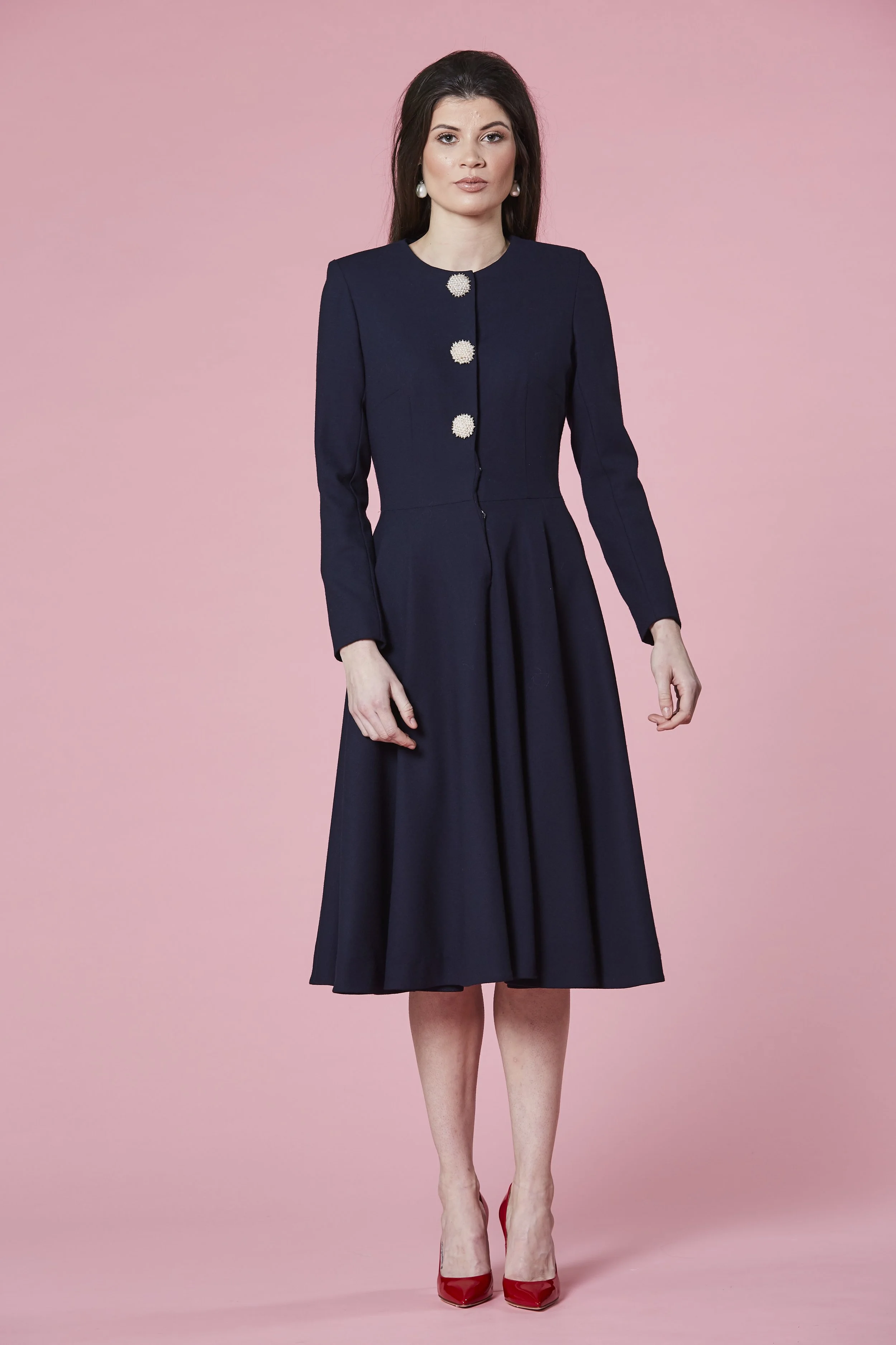 Claire Mischevani Belle Coat Dress in Navy.jpg