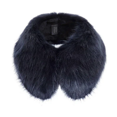 Helen Moore Faux Fur Shirt Collar in Navy