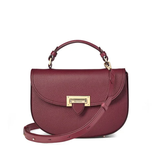 Aspinal of London Letterbox Saddle Bag in Bordeaux Pebble