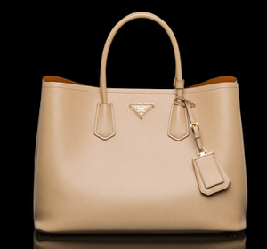 Prada Saffiano Double Bag in Tan